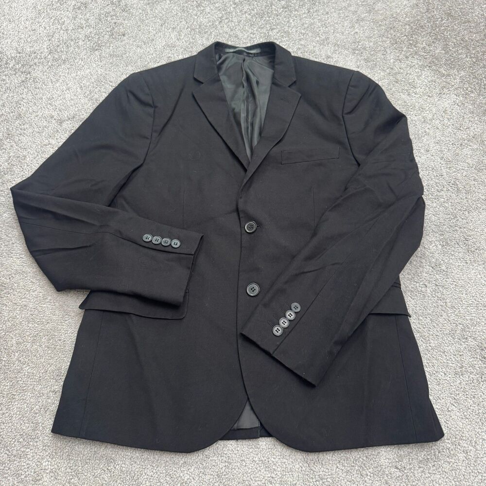 H&M Slim Fit Blazer Suit Jacket Mens 40R Black Notch Lapel Single Vented Work
